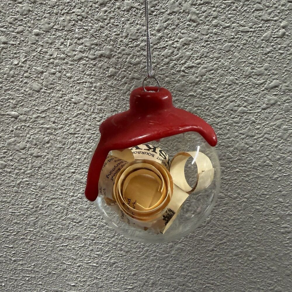 Makers Mark Whiskey Red Wax Christmas Ornament W/ Curled Labels